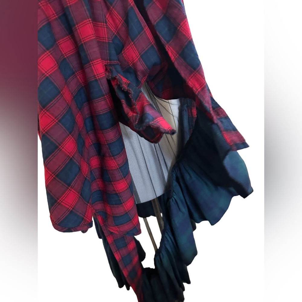 Unique plaid dress/trenchcoat in sz XL withe wide waist belt (C5) - Picture 4 of 10